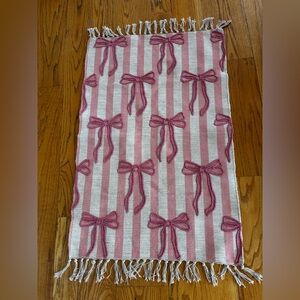 Pink and White Bow Pattern Door Mat